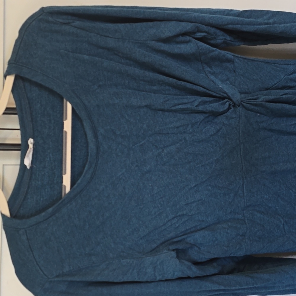 LOFT Lounge Blue/Green Long Sleeve Sheath Dress LARGE - Picture 3 of 3
